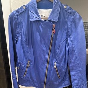 Doma Vibrant Blue Leather Jacket